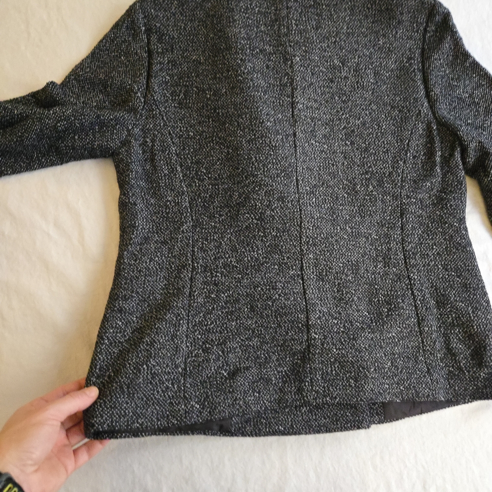 LOFT Dark Gray Tweed Double-Breasted Moto Blazer EB3 - Picture 14 of 15